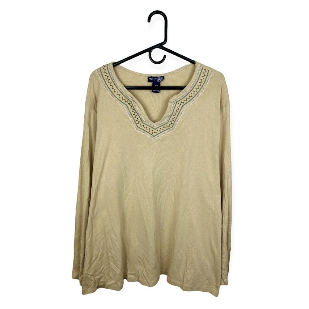 Venezia Clothing Vintage Women's Long Sleeve Shirt Embroidered Neckline 26/28